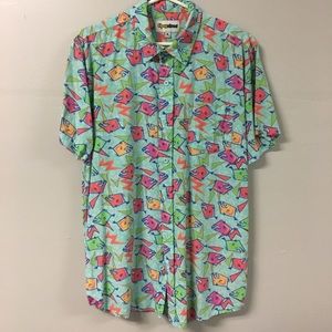 Tipsy Elves Men’s Short Sleeve Button Down Large